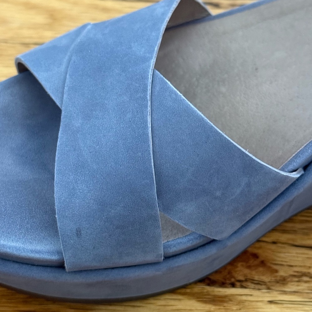 Abeo Light Blue Hana Wedge Sandals Suede - Picture 9 of 13